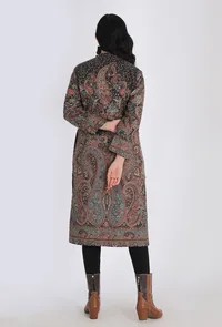Iksha mud brown Kani Jamavar Long Coat Outer Jacket image 4