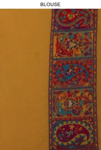 Kani Weave Silk Wool Saree with Golden Border & Unstitched Blouse image 3
