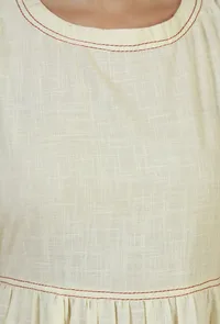 Butter Cream Sleeveless Tiered Cotton Dress image 5