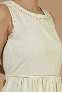 Butter Cream Sleeveless Tiered Cotton Dress image 6