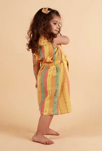 Yellow Stripe Dress With Checked Belt image 3