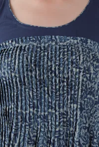 Chetana Indigo Jaal Print Tuck Pleated Gathered Kurta Dress image 5