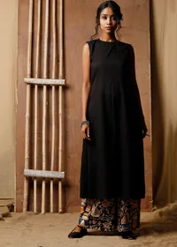Black Cotton Kurta image 4