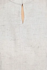 Grey Cotton Khadi Straight Asymmetrical Collar Dress image 5