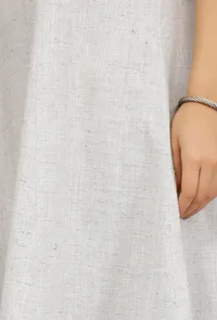 Grey Cotton Khadi Straight Asymmetrical Collar Dress image 6