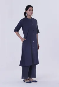 Set Of 2: Blue Cotton Kurti With Palazzo Set image 2
