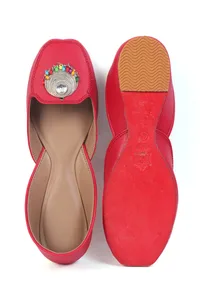 Cherry Red Jutti with Multicolor German Silver Accents image 4
