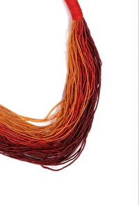 Scarlet Orange Red Contrast Thread Tribal Necklace image 3