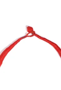 Scarlet Orange Red Contrast Thread Tribal Necklace image 4