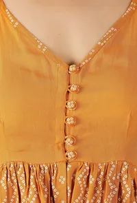 Mustard Bandhani Rayon Slip Kurta image 5