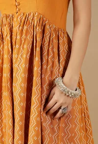 Mustard Bandhani Rayon Slip Kurta image 6