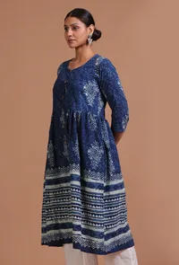 Blue Color Cotton Printed Dress image 2