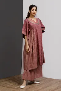 Plum Side Gather Hand-Block Printed Kurta image 2