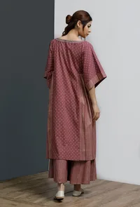 Plum Side Gather Hand-Block Printed Kurta image 3