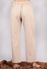 Solid Beige Narrow Pants image 3