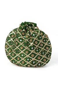 Serene Forest Green Potli With Gota Work image 4