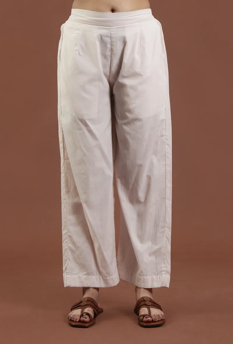 Solid Cotton Straight Pant
