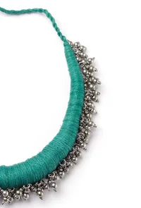 Kasheen Teal Green Tribal Ghungroo Necklace image 3