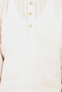 Set Of 2: White Cotton Stripes Kurta Pyjama image 4