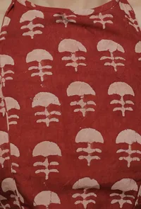 Red Handblock Printed Cotton halter Neck Blouse image 4