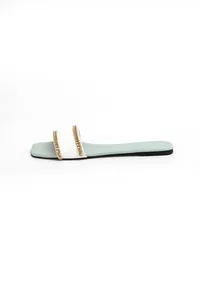 Sky Blue Cruelty-Free Leather Flats image 5