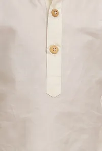 Set Of 2: Off-white Mul Mul Kurta With Off-white Pant image 4