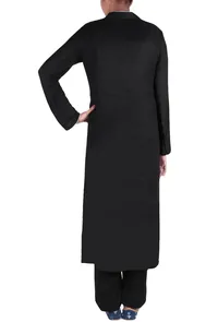 Black spun wool kurta & palazzo set with Turquoise & light blue reversible stole image 3