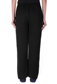 Black spun wool kurta & palazzo set with Turquoise & light blue reversible stole image 5