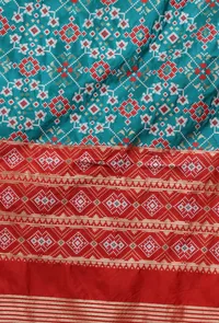 Blue & Red Color Semi Silk Dupatta With Zari Weaving image 5