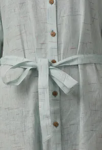 Blue A-Line Pure Woven Cotton Shirt Dress with Complimentary Matching Mask image 6