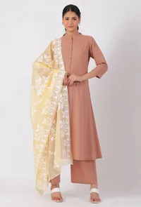 Banana Yellow Chickoo Net Dupatta image 1