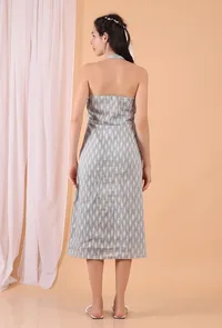 Cadet Blue Backless Midi Cotton Dress image 4