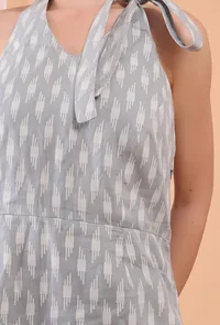 Cadet Blue Backless Midi Cotton Dress image 5