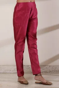 Magenta Pencil Cut Chanderi Pants image 2