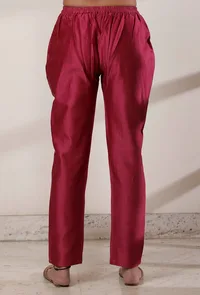 Magenta Pencil Cut Chanderi Pants image 4