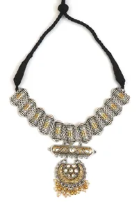 Chandrika Rajwada Oxidised Crescent Necklace Set image 4