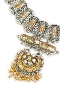 Chandrika Rajwada Oxidised Crescent Necklace Set image 5