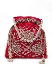 Radiant Raspberry Glass Stone Potli image 2