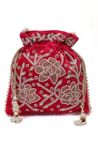 Radiant Raspberry Glass Stone Potli image 3