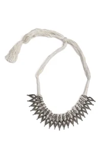 Chandni White Tribal Brass Necklace image 2