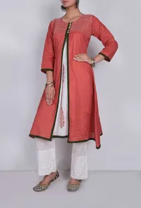 PeachÃ‚Â&nbsp;Block Print Kurta-S image 3