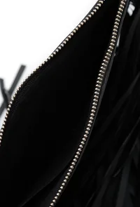 Charcoal Black Frill Crossbody Bag image 4