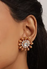 Traditional Round Ethnic Choker With 3-Layer Moti Mala And Earrings image 2