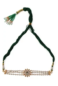 Traditional Round Ethnic Choker With 3-Layer Moti Mala And Earrings image 3