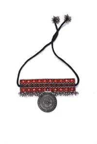 Mehreen Black Kutch Embroidery Silver Choker image 2