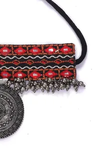 Mehreen Black Kutch Embroidery Silver Choker image 3