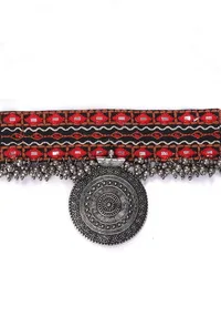 Mehreen Black Kutch Embroidery Silver Choker image 4