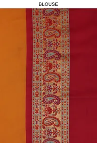 Sunshine Yellow Heritage Floral Silk Wool Saree with Unstitched Blouse image 3