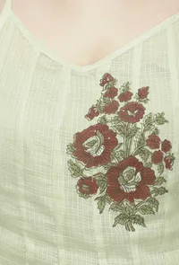 Light Green Hand-Block Printed Kota Kalidaar Kurta image 5