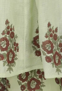 Light Green Hand-Block Printed Kota Kalidaar Kurta image 6